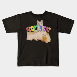 Adopt A Cat / Retro Funny Cat Lover Collage Design Kids T-Shirt